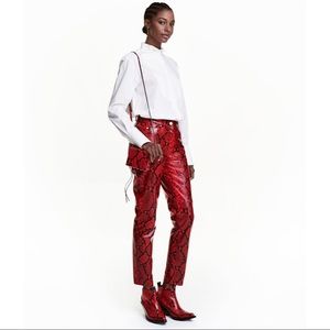H&M STUDIO Cropped Leather Snakeskin Pants